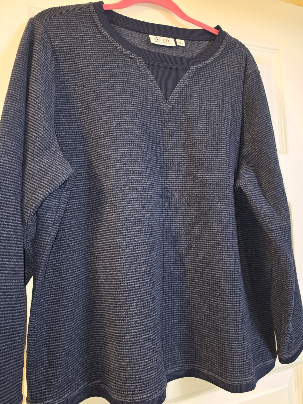 Women's Navy Textured Waffle Crew Sweatshirt